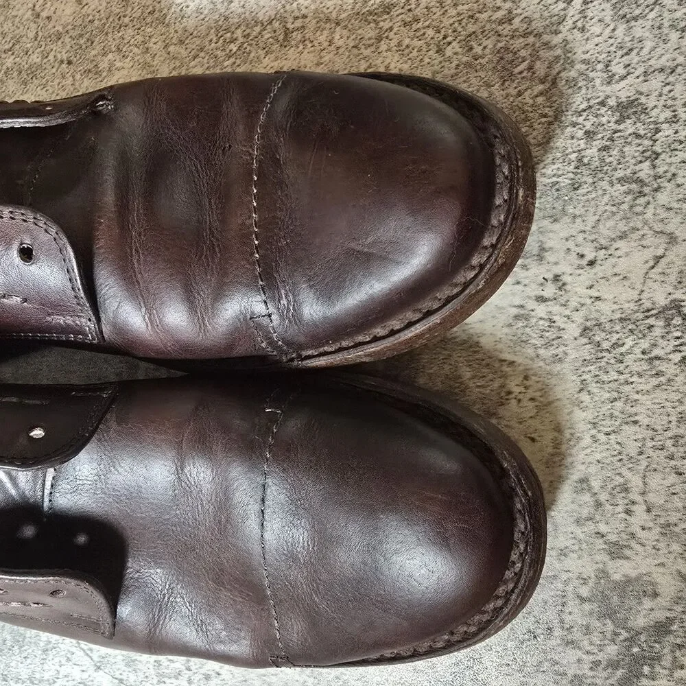 Mens Frye Boots Oliver Oxford Cap Toe Lace Up Brown 84742 BLK Sz 9